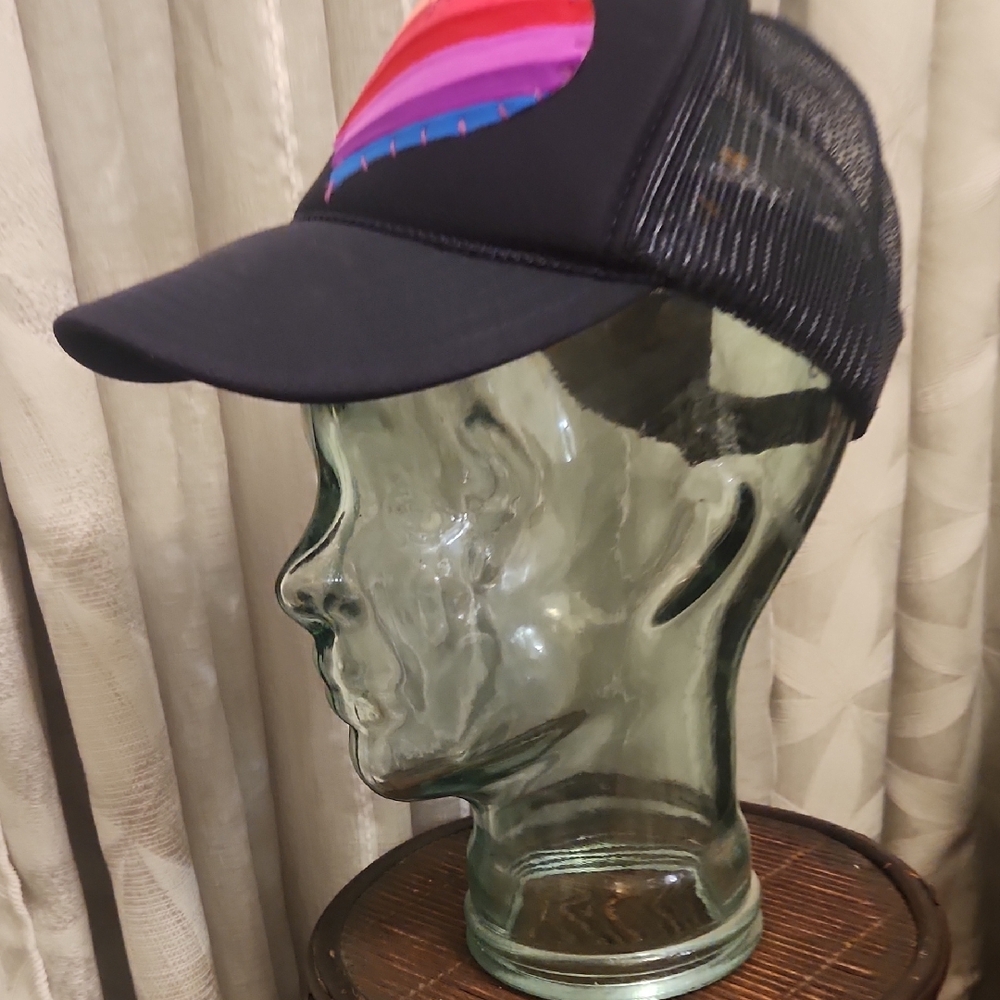 Black Cap With Rainbow Heart Patch - image 7